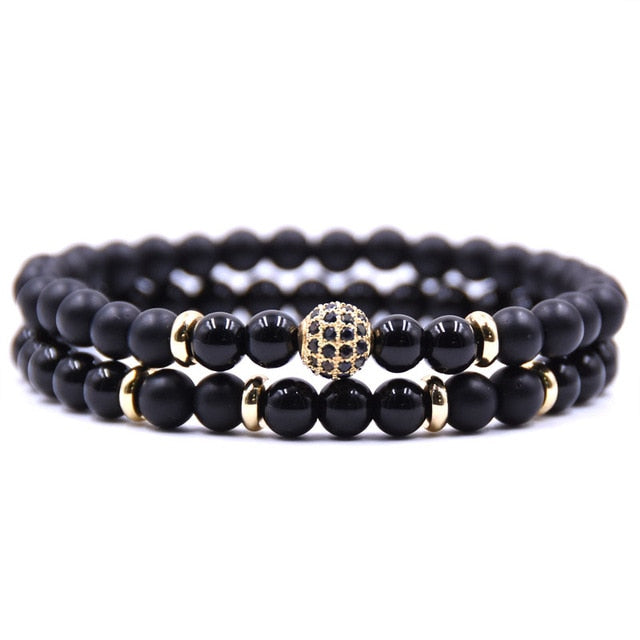 Hyhoney 2pcs Natural Stone Bracelet & Bangle