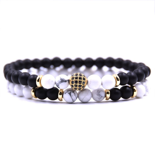 Hyhoney 2pcs Natural Stone Bracelet & Bangle