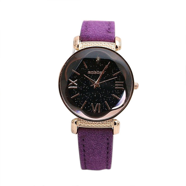 Gogoey Brand Rose Gold Leather Watches  For Women