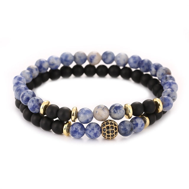 Hyhoney 2pcs Natural Stone Bracelet & Bangle