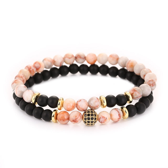 Hyhoney 2pcs Natural Stone Bracelet & Bangle