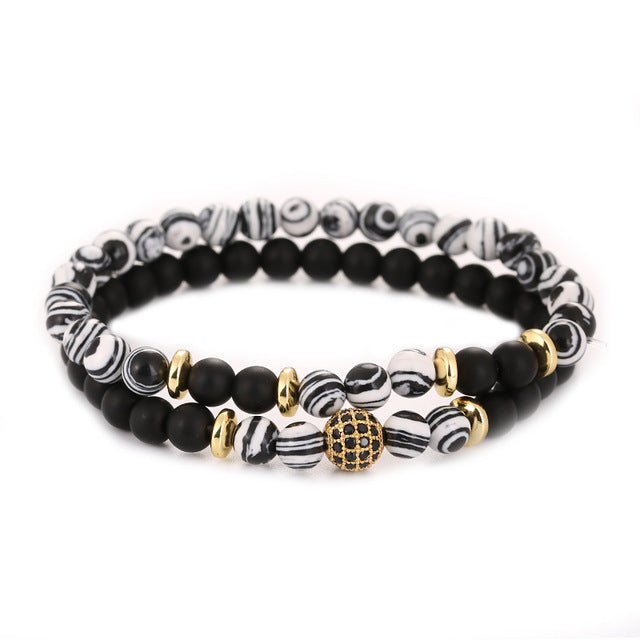 Hyhoney 2pcs Natural Stone Bracelet & Bangle